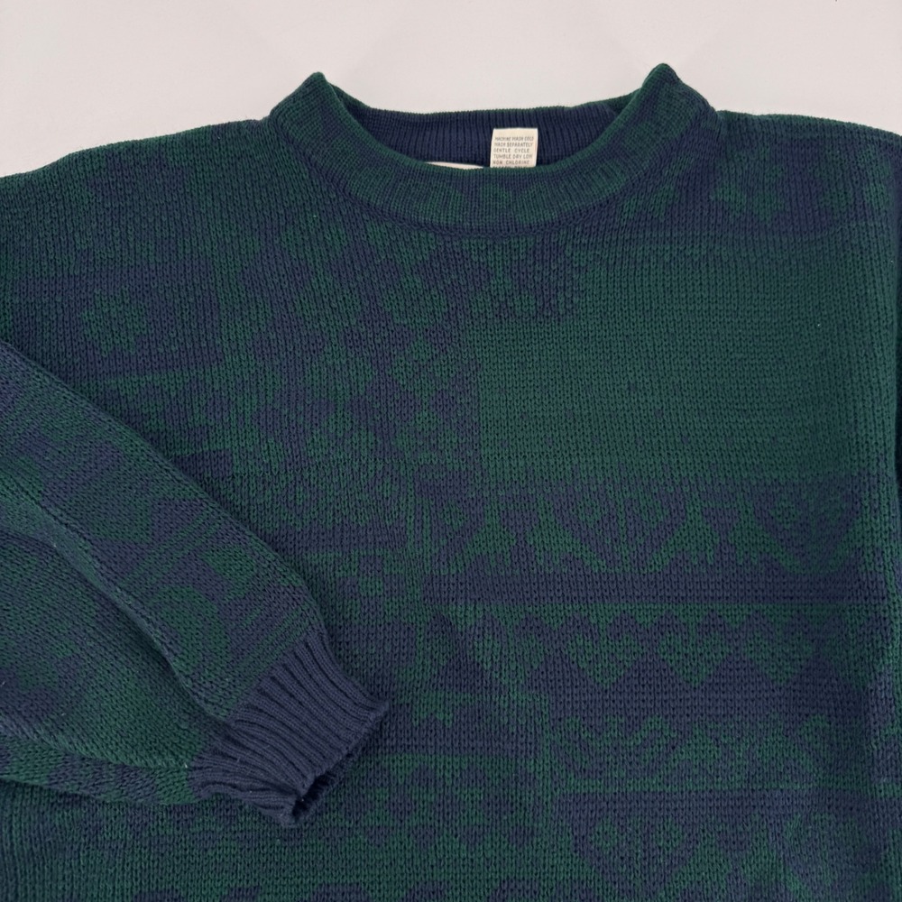 Vintage Stefano International Vintage Oversized Knit Sweater Green Navy One Size